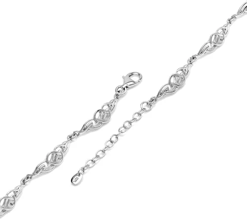 Vista 3 de Silvershake Pulsera de plata de ley 925 chapada en oro blanco o amarillo con nudo celta de filigrana de 6.5 a 9 pulgadas ajustable para mujer
