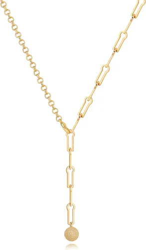 Vista 19 de Aobei Pearl Collar chapado en oro de 18 quilates con dije de cruz de corazón, corazón, estrella, león, mal de ojo, amor, medallón, clip de papel