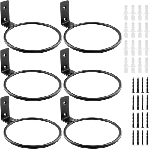 Vista 11 de Jiozermi Paquete de 2 anillos para macetas de 4 pulgadas, soporte de maceta montado en la pared, uso en interiores, negro mate, capacidad de 40