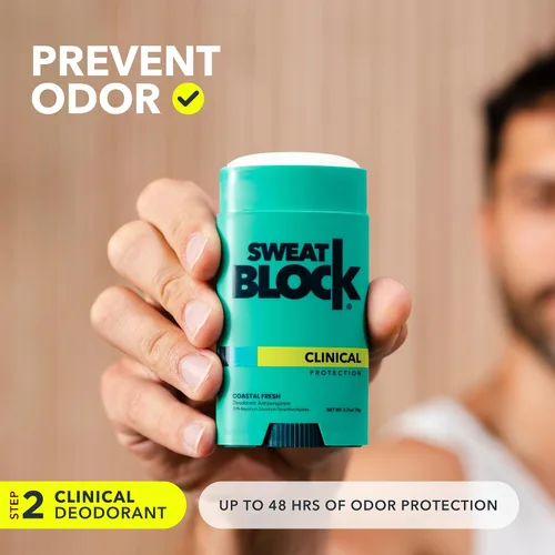Vista 5 de SweatBlock Sistema Antitranspirante y Desodorante de Fuerza Clínica Máxima para Hombres y Mujeres Ayuda para Hiperhidrosis por Sudoración Excesiva