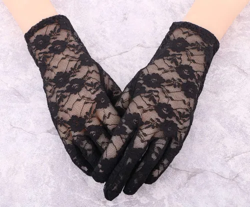 Vista 2 de Simplicity Guantes de encaje floral vintage para mujer