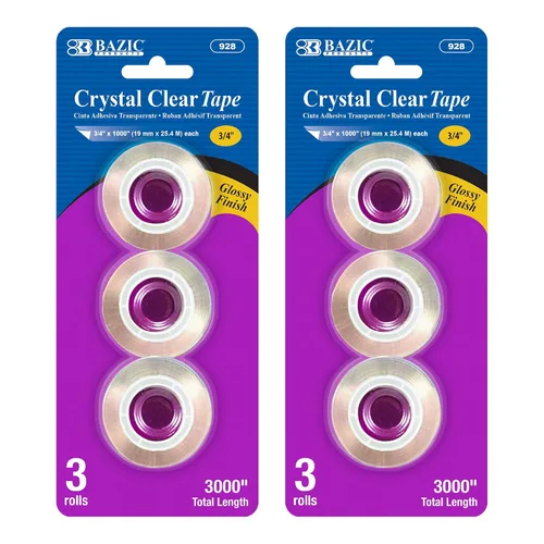 Vista 8 de BAZIC PRODUCTS Recambio de cinta transparente, 3/4 pulgadas x 1000 pulgadas, 3 unidades dispensadores estándar