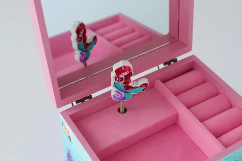 Vista 2 de Agitation Joyero musical de madera de princesa unicornio - Regalos de unicornio para niñas (A-Mermaid)