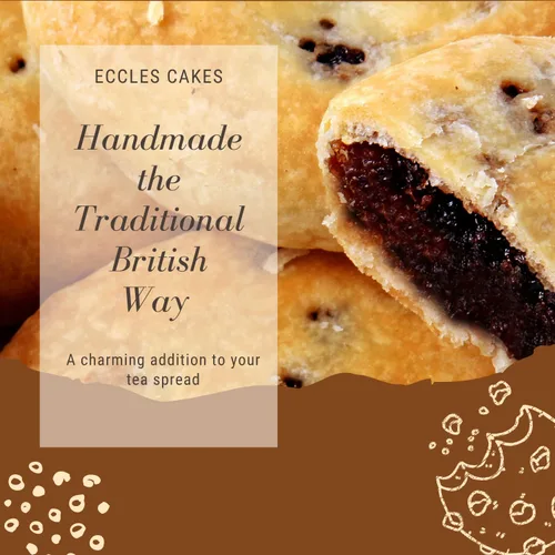 Vista 6 de Real Lancashire Eccles Cakes Tradicionalmente hecho a mano con mantequilla pura y grosellas secas Snacks británicos Deliciosos pasteles