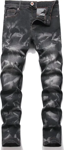 Vista 13 de Jeans rasgados para hombre, diseño ajustado y desgastado, elásticos, cómodos, con cintura flexible 9001 Azul
