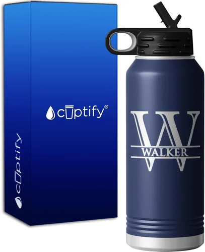 Vista 113 de Vaso personalizado de regalo de cumpleaños para mujeres y hombres, con monograma de escritura dividida, inicial y nombre grabado en negro, taza