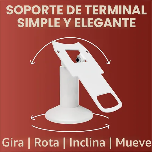 Vista 3 de DCCStands - Soporte de terminal giratorio e inclinable con trébol Mini/Clover Mini 3, perfil bajo, color blanco