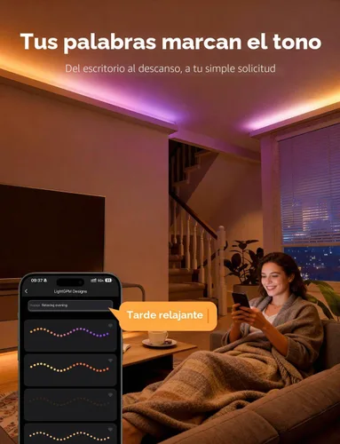 Vista 3 de Lepro Tira de luces LED inteligentes S1 AI con IC 16.4FT 2.4G WiFi Bluetooth AI lighting designer,Rainbow chasing effects,Color segment DIY,Music