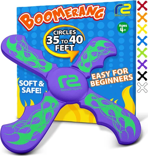 Vista 12 de Divertido boomerang para niños, suave y fácil de usar, juguetes al aire libre para niños o adultos, el mejor regalo para niños y niñas de 6, 7, 8