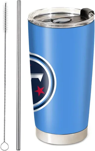 Vista 7 de Taza de fútbol aislada para café, vaso de viaje de acero inoxidable de 20oz con aislamiento al vacío, tapa y popote, tazas de café para bebidas