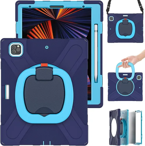 Vista 15 de Funda para iPad Air de 3ª generación – Funda resistente para niños con soporte giratorio, soporte para lápices y correa de transporte para iPad