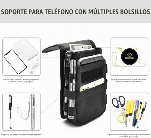 Vista 2 de Funda para teléfono celular, soporte grande para teléfono inteligente, funda táctica multiusos para el trabajo, senderismo, camping, barbacoa