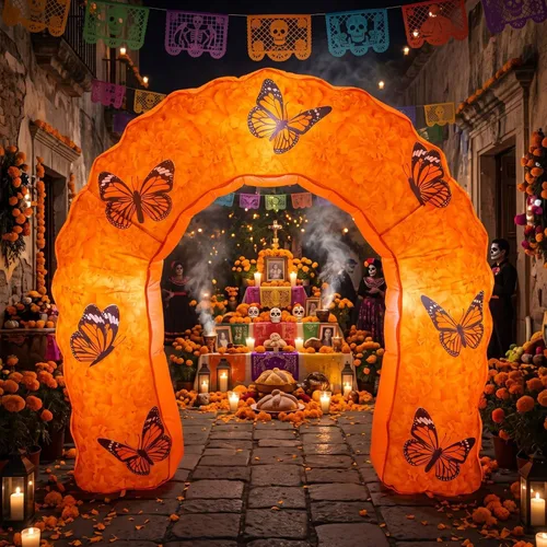 Vista 18 de VIHOSE Arco de castillo inflable verde de 10 pies con luces LED