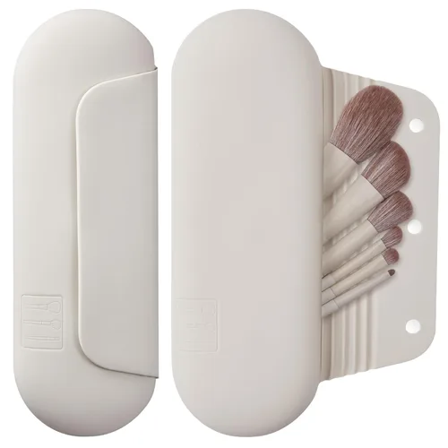 Vista 8 de AGIKET Soporte de silicona para brochas de maquillaje, bolsa de cosméticos de viaje: soporte suave y portátil para brochas cosméticas faciales