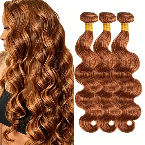 Vista 84 de P4613 Cabello humano rizado onda profunda marrón y paquetes mixtos 8 10 12 P4613 Ombre Marrón-Rubio-DP