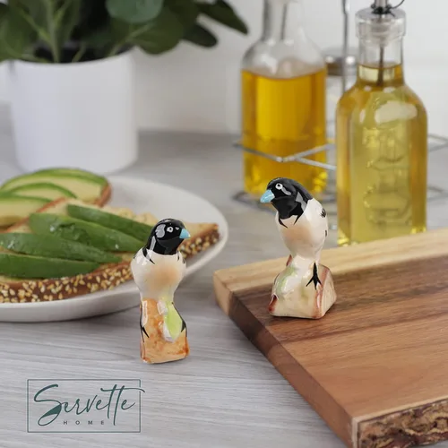 Vista 2 de Coctelera de cerámica para pájaros, salero y pimentero, decoración de cocina, pájaro retro