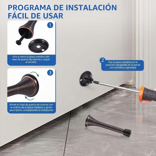 Vista 6 de KISEER - Paquete de 12 topes de puerta de resorte de 3 1/4 pulgadas, tapón de puerta de resorte flexible resistente con puntas de parachoques