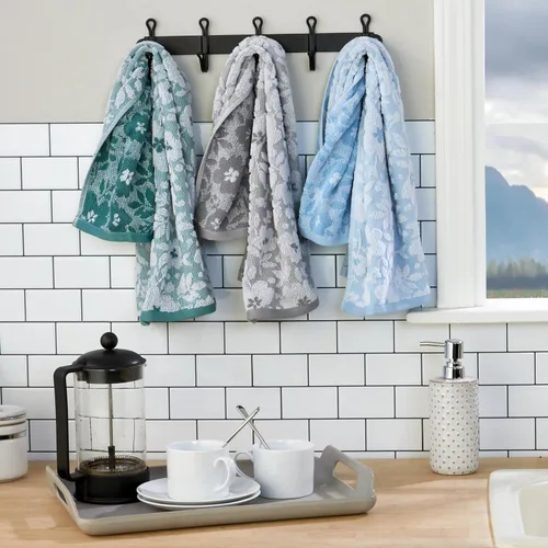Vista 5 de SKL Home - Juego de toallas de mano jacquard floral, azul cielo, 2