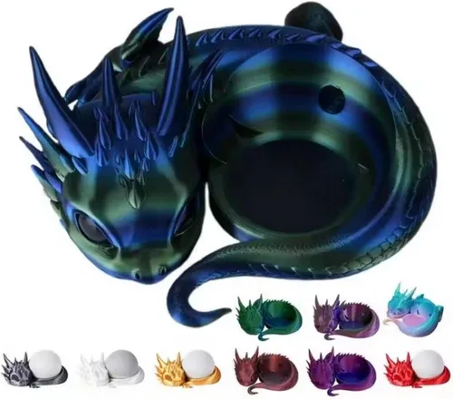Vista 2 de Dragon - Soporte de altavoz para Echo Dot 4ª/5ª generación, soporte de escritorio impreso en 3D, negro (oro negro)