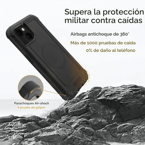 Vista 5 de MOTIVE - Funda resistente para iPhone 15, funda con clip para cinturón, 6.1 pulgadas Negro