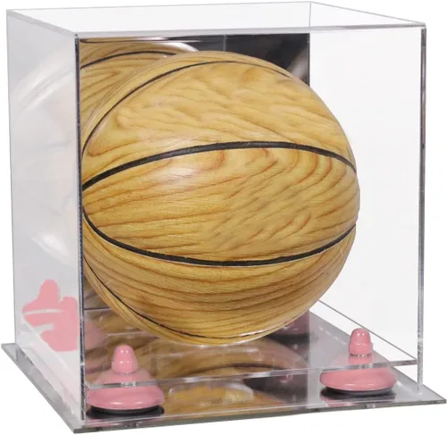 Vista 115 de Better Display Cases Mini acrílico - Miniatura (no tamaño completo) Baloncesto vitrina con elevadores negros y espejo (A015-BR)