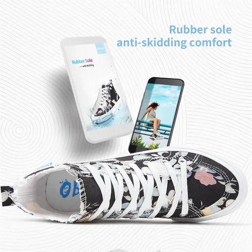 Vista 70 de Obtaom Zapatos de lona de alta calidad para mujer/hombre para jugar a media pantorrilla, zapatillas de deporte de moda casuales con cordones de alta
