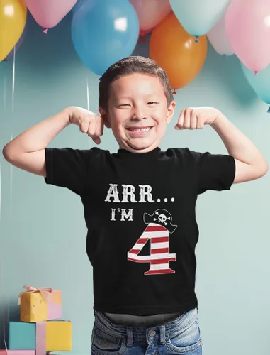 Vista 3 de ARR I'm 4 Pirate - Camiseta de 4 cumpleaños para niño de cuatro años