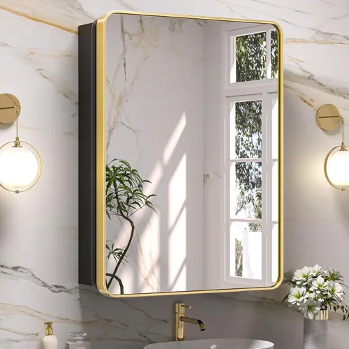 Vista 31 de Keonjinn Gabinetes de medicina delgados negros de 15 x 36 pulgadas, botiquín lateral estrecho para baño con espejo, marco de acero inoxidable