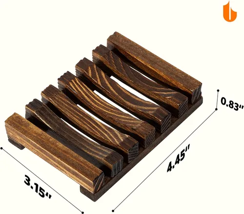 Vista 6 de Urbanstrive Jabonera de madera natural, bandeja de jabón para baño, biodegradable, cero residuos, sin plástico, color carbón