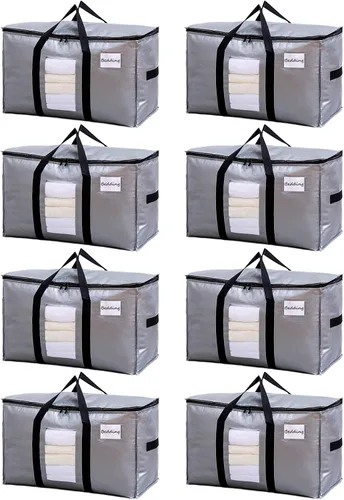 Vista 29 de TAILI - Bolsas de mudanza extra grandes, paquete de 10 bolsas negras resistentes para almacenamiento con ventana visible, asas envolventes
