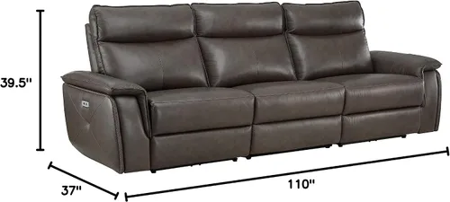 Vista 10 de Lexicon Raelynn Power - Sofá reclinable doble, color marrón oscuro