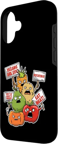 Vista 2 de iPhone 16 Veggie Protest Funny Sayings Vegetable Puns Vegan Jokes Gift Case