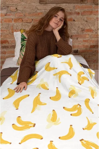 Vista 6 de Darani Manta de franela ligera de fruta de plátano, súper suave y acogedora, cálida y ligera, manta de franela suave de 60 x 50 pulgadas