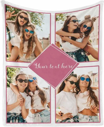 Vista 18 de InterestPrint Manta personalizada con texto y fotos, collage, regalo personalizado para cumpleaños, aniversario, boda, regalo personalizado