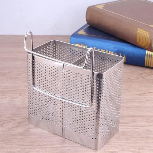 Vista 6 de SHERCHPRY 2 piezas de utensilios de cocina, soporte para palillos, cesta de secado de acero inoxidable con gancho para colgar cubiertos
