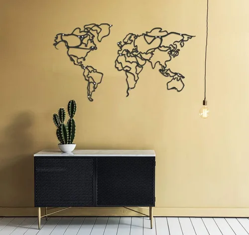 Vista 6 de Tubibu Decoración decorativa de pared de mapa del mundo de metal, decoración de oficina en casa, decoración de dormitorio y sala de estar