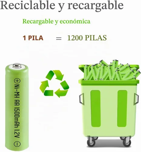 Vista 6 de 12 paquetes de baterías solares recargables de 1.2 V AA 1500 mAh de larga duración