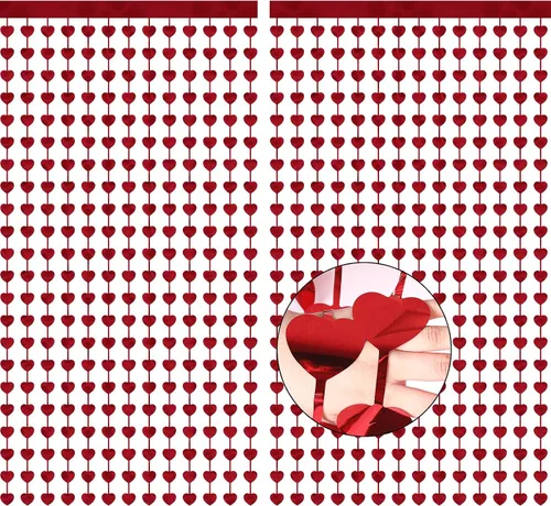 Vista 8 de Childom 80 guirnaldas de corazón de fieltro rojo, decoraciones de San Valentín, decoraciones de fiesta de San Valentín, decoración de corazones