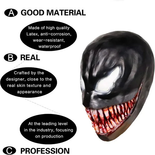 Vista 4 de Waylike Máscara de látex para disfraz de cosplay de goma para máscara de Halloween
