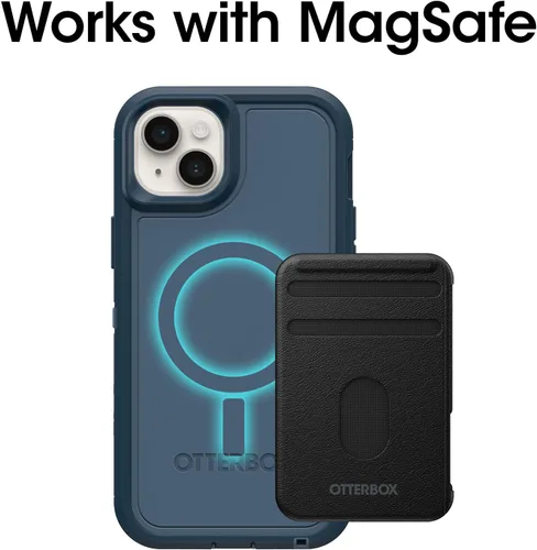 Vista 5 de OtterBox Funda para iPhone 14 Plus Defender Series XT - Océano abierto (azul), sin pantalla, resistente, se ajusta a MagSafe, accesorio de cordón