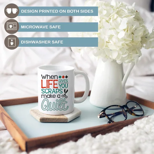 Vista 2 de When Life Gives You Scraps Make a Quilt - Taza de cerámica