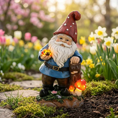 Vista 10 de Topadorn Estatua de jardín solar para cachorros con libro LED brillante, perro de resina pintado a mano con pájaro azul, decoración de patio al aire