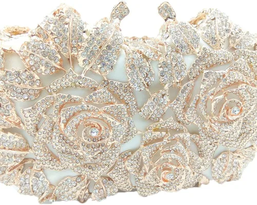 Vista 5 de Boutique De FGG Bolsas de noche de cristal de flores deslumbrantes para mujer formal boda fiesta cóctel bolso de mano