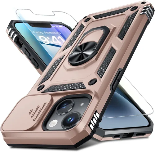 Vista 167 de Janmitta Funda para iPhone 8 Plus/7 Plus/6 Plus, Cubierta de Teléfono con Cubierta Deslizante Integrada para Lente de Cámara + Protector