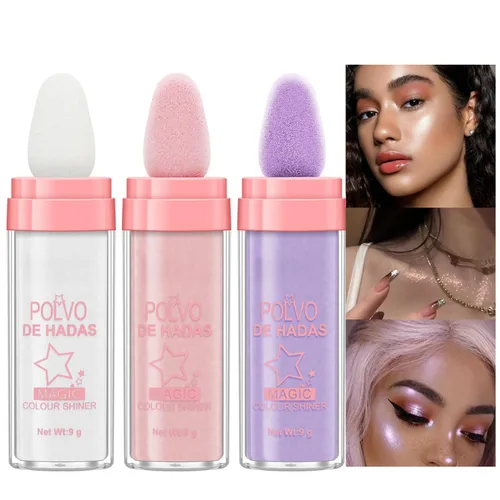 Vista 14 de 2 unidades de Polvo De Hadas Fairy Dust polvo resaltador - Polvo para contornear todo el cuerpo y clavícula perlado para cara y ojos, purpurina #01