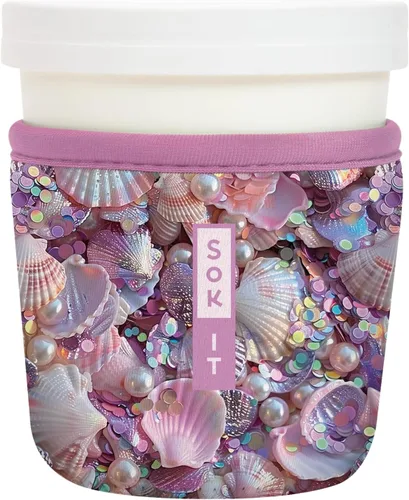 Vista 183 de Sok It IceCreamSok - Funda de neopreno aislada (flores abstractas, pintas de helado cónicas)