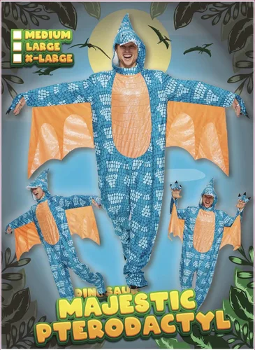 Vista 2 de EraSpooky Disfraz de dinosaurio para adultos, pijama de pterosauria de lujo para hombre