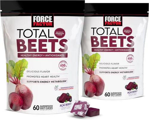 Vista 13 de Force Factor Total Beets - Masticables suaves con remolacha, nitratos, L-citrulina, extracto de semilla de uva y antioxidantes, suplemento