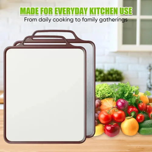 Vista 2 de Tabla de cortar de titanio para cocina, tabla de cortar de doble cara de grado alimenticio para carne, frutas y verduras