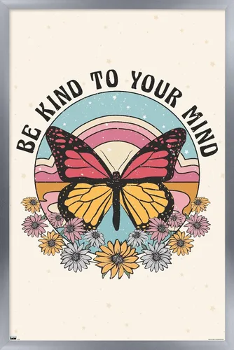 Vista 11 de Trends International Póster de pared Be Kind to Your Mind, 14.725 x 22.375 pulgadas, versión enmarcada de madera de granero